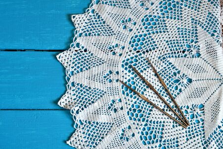 Lace Doily and Crochet Hooksの写真素材