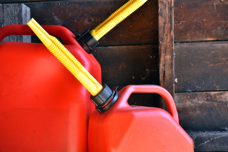 Two Red Gas Cansの写真素材