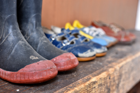 Old Red and Black Rubber Boots