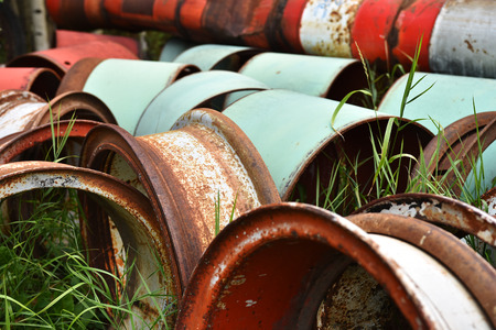 Rusted Old Car Rims and Scrap Metalの写真素材