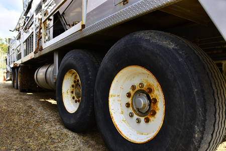Industrial Truck Tire Backgroundの写真素材