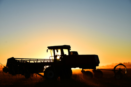 Agricultural Swather Silhouetteの写真素材