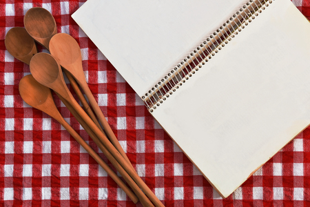 Mixing Spoons and Cookbookの写真素材