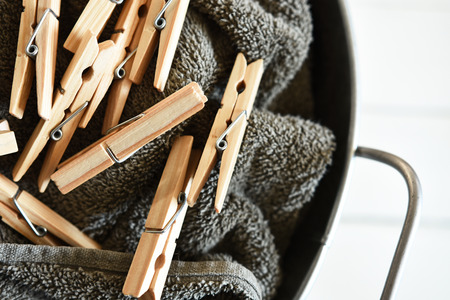 Wooden Laundry Pinsの写真素材