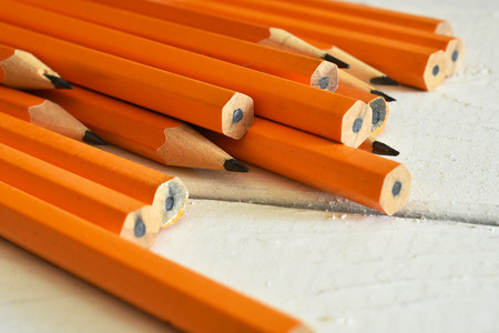 Yellow Wooden Pencils Close Upの写真素材