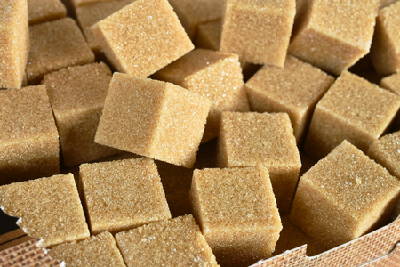 Brown Sugar Cubes Close Upの写真素材