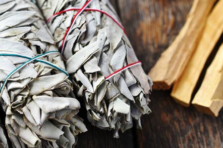 White Sage Smudge Stick Close Upの写真素材