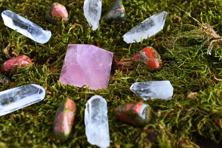 Crystal Energy Healing Grid on Moss