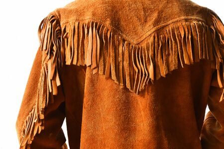 Vintage Leather Coat with Fringesの写真素材