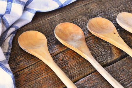 Wooden Mixing Spoon Close Upの写真素材