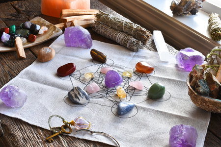 A close up image of a chakra healing grid using sacred geometry.の写真素材