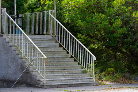An image of a concrete staircase on a building exterior.の写真素材