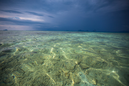 clear water with waves in the seaの写真素材