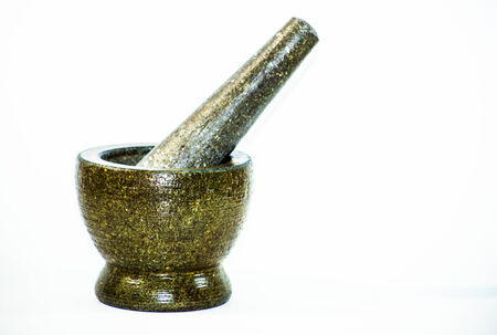 Mortar and pestle  Isolated on white backgroundの写真素材