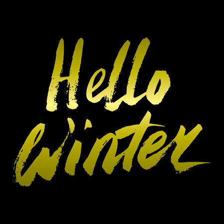 Hello Winter text. Vector. Lettering. Drawing by hand. Caption brush Lettersのイラスト素材