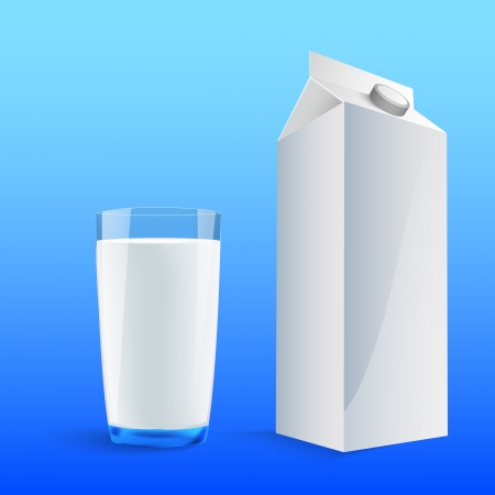 Glass of milk with a big blank milk pack  のイラスト素材