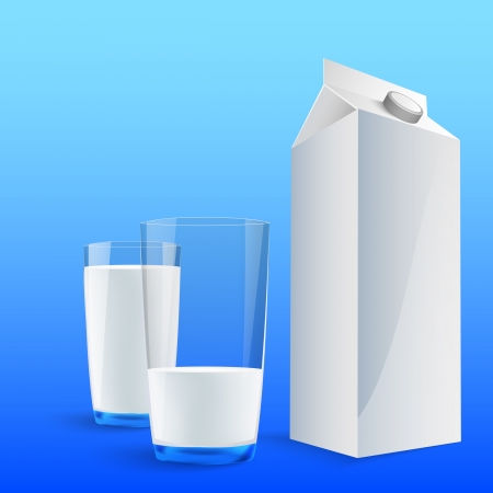 Glass of milk with a big blank milk pack  のイラスト素材