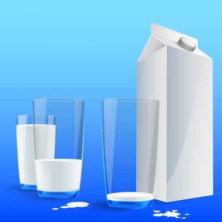 Glass of milk with a big blank milk pack  のイラスト素材