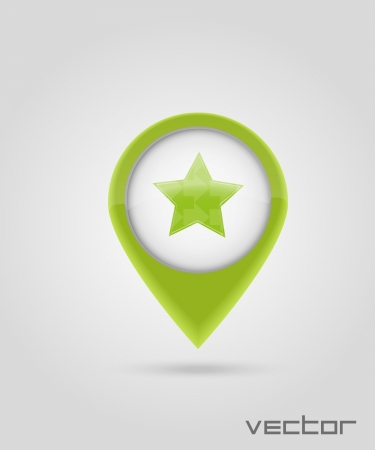 green Map markers with starのイラスト素材