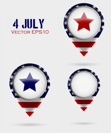 Red Map Markers  4 July Themeのイラスト素材