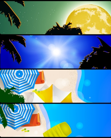 illustration of summer holidays banner setのイラスト素材