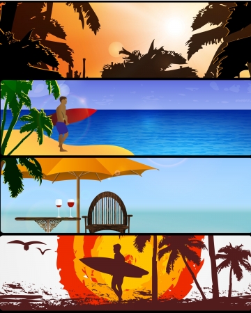 Vector illustration of summer holidays banner setのイラスト素材