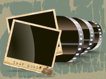 old film and photos on vintage backgroundのイラスト素材
