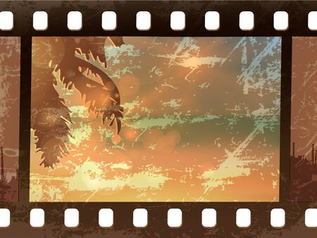 Palm Beach on the old, scratched filmのイラスト素材