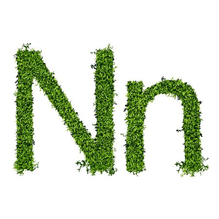Isolated grass alphabet on white background  vector illustrationのイラスト素材