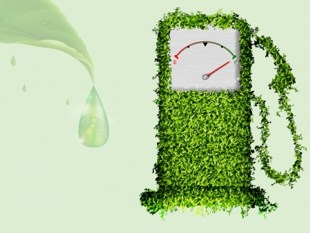 the concept of ecological fuel  Green fuel pump out of the grassのイラスト素材