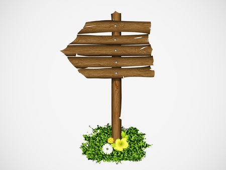 Wooden sign on a grass with mushrooms  vector illustrationのイラスト素材