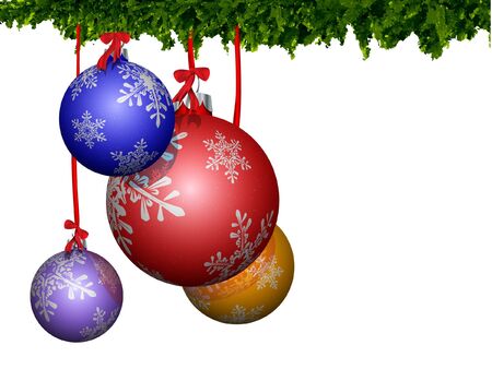 Christmas balls on the Christmas treeのイラスト素材