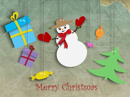 Christmas card  paper moon and Santa Reindeerのイラスト素材