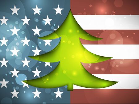 Christmas Tree on the American flagのイラスト素材