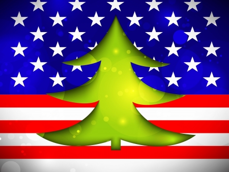 Christmas Tree on the American flagのイラスト素材