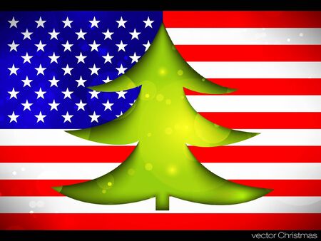 Christmas Tree on the American flagのイラスト素材