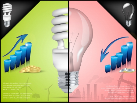 energy saving light bulb in infographicのイラスト素材