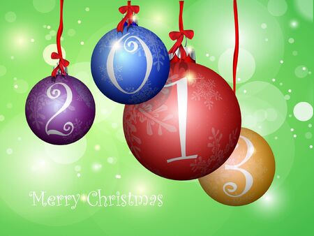 Multicolored Christmas balls with ribbonsのイラスト素材