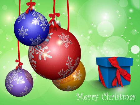 Multicolored Christmas balls with ribbonsのイラスト素材