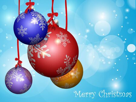 Multicolored Christmas balls with ribbonsのイラスト素材