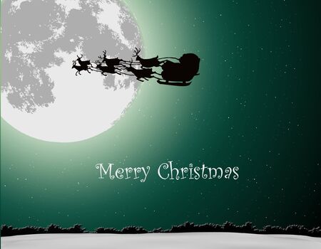 Santa Into the Winter Christmas Nightのイラスト素材