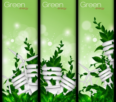 Set of vertical banners  The concept of green energyのイラスト素材