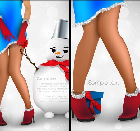 Christmas banners with snowman and the Snow Maidenのイラスト素材
