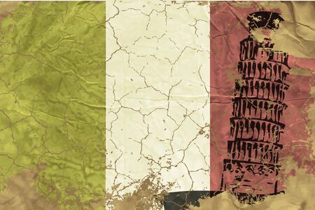 Vintage Italian flagのイラスト素材