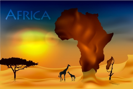 africa, savannah fauna and floraのイラスト素材