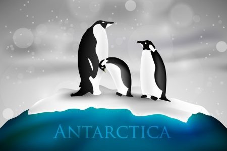 Antarctica with penguins and snowのイラスト素材