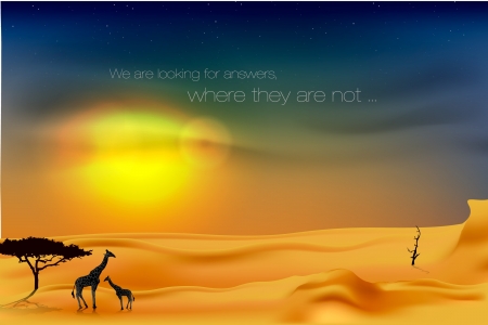 beautiful sunset in the desertのイラスト素材