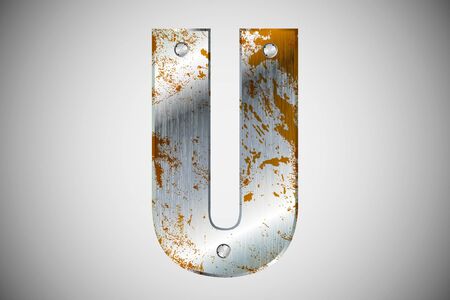 Metal letters of the alphabet Uのイラスト素材