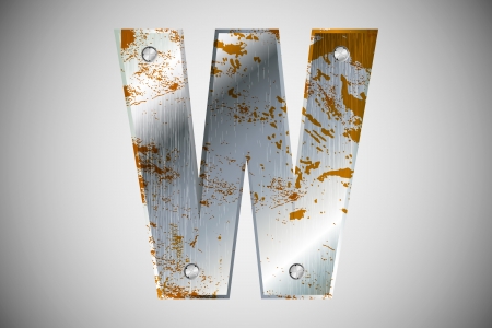 Metal letters of the alphabet Wのイラスト素材