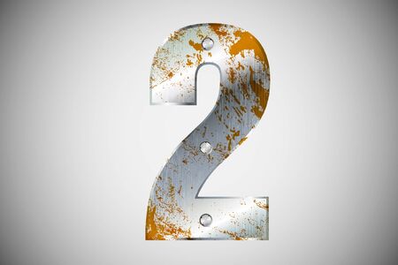 Metallic number 2 with rivets and screwsのイラスト素材